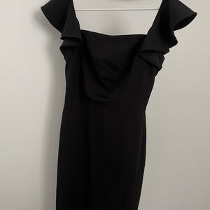Calvin Klein Black Strapless Dress with Ruffles